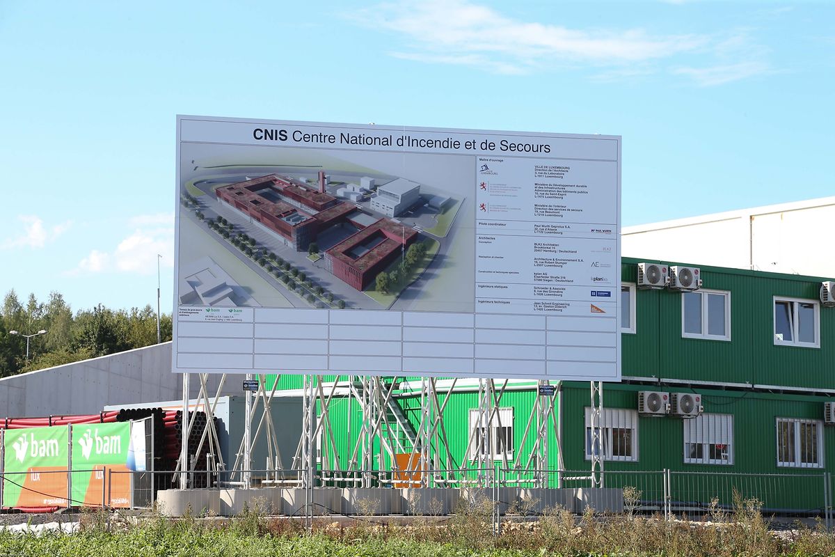 23.8.2017 Luxembourg, Gasperich,  chantier Gasperich ban, Bauarbeiten, CNIS centre national d'incendie et de secours  photo Anouk Antony