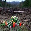 A makeshift memorial has been placed at the site where Luise's body was found. 