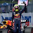 TOP SHOT - Dutch Red Bull driver Max Verstappen reacts after winning a qualifying session at the Red Bull Ring race track in Spielberg, Austria, ahead of the F1 Austrian Grand Prix, July 3, 2021.  (Photo credit: ANDREJ ISAKOVIC / AFP)