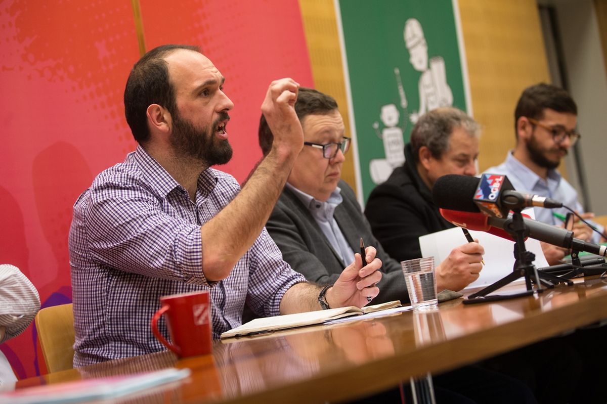 Jean-Luc De Matteis (OGBL) und Jean-Paul Baudot (LCGB) am Donnerstag in Esch/Alzette.