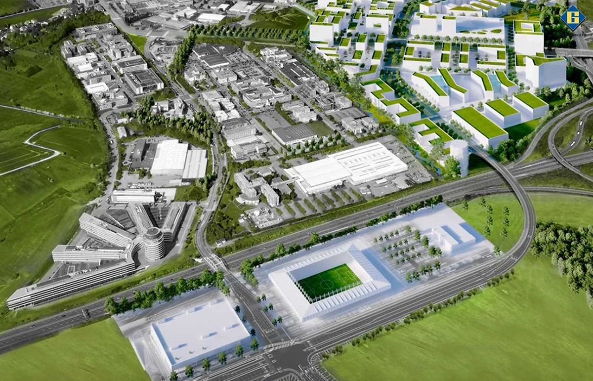 A droite du futur stade, les premiers plans présentaient le parking "officiel".