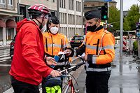 Lok , Kontrolle Velo , Sensibilisierungsaktion für die Fahrrradfahrer durch die Polizei , Fahrrad , Velo Foto:Guy Jallay/Luxemburger Wort