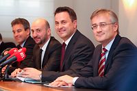 14.11.13 point de presse,LSAP,DP,DEI GRENG,Koalitiongespraech,Bettel,Schneider,Braz,Meisch:Foto:Gerry Huberty