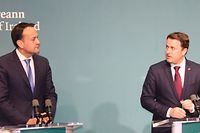 Premierminister Xavier Bettel zusammen mit seinem irischen Amtskollegen Leo Varadkar bei der gemeinsamen Pressekonferenz.