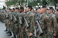 In Reih und Glied: Luxemburger Soldaten auf Herrenberg. 