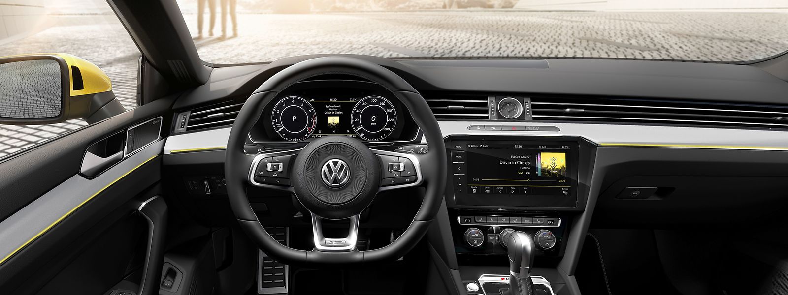Der neue Volkswagen Arteon. Das Cockpit präsentiert sich sachlich und aufgeräumt.