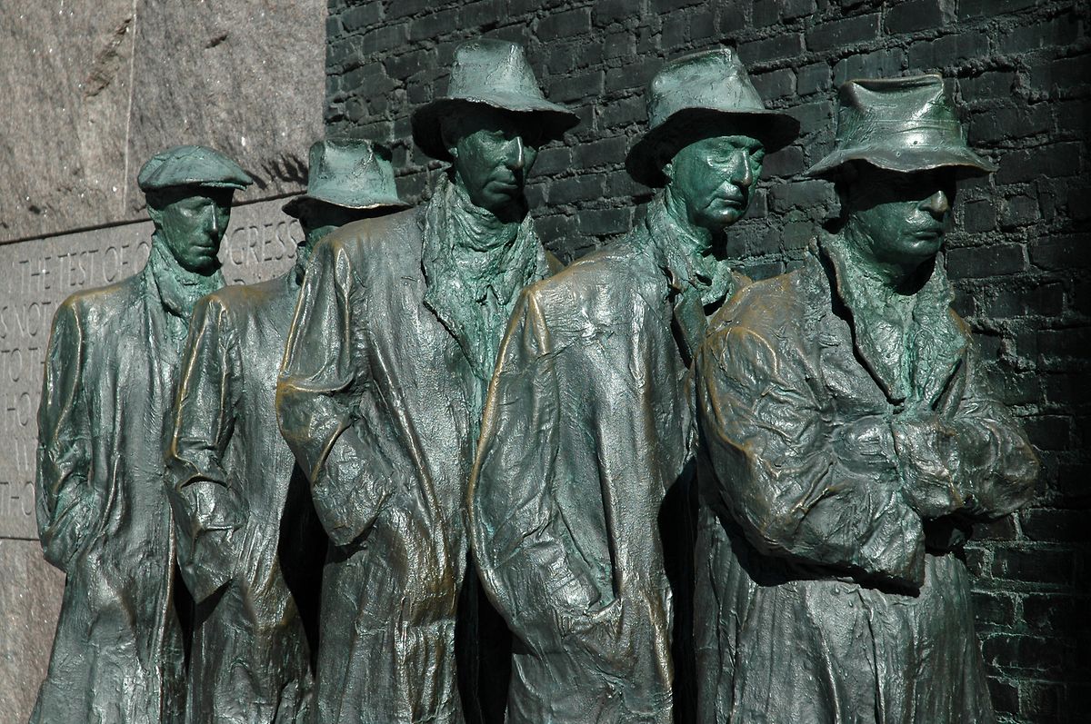 Das Roosevelt-Denkmal in Washington erinnert an das Heer der Arbeitslosen während der Weltwirtschaftskrise. 
