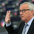European Commission President Jean-Claude Juncker gestures as he speaks during a debate on Brexit at the European Parliament in Strasbourg, northeastern France on September 18, 2019. (Photo by FREDERICK FLORIN / AFP)