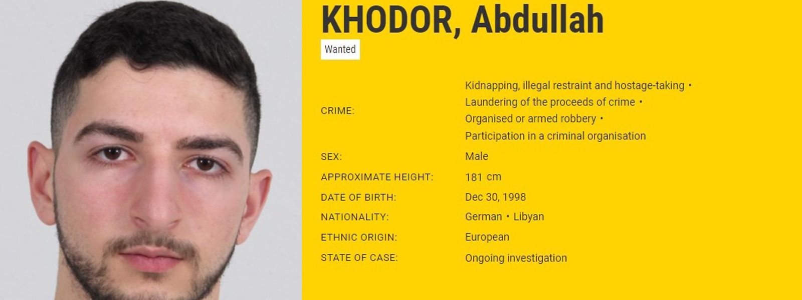 Este homem, de 24 anos, é um dos fugitivos mais procurados na Europa, entre outros crimes, pela participação no assalto no Luxemburgo.