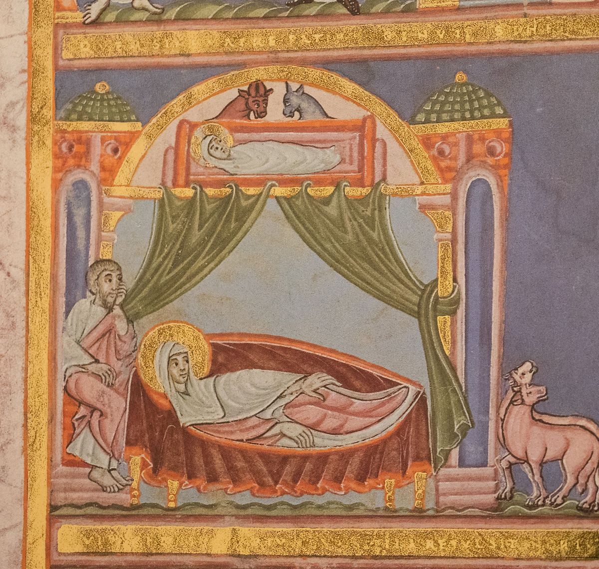 Die Geburt Christi als prachtvolle mittelalterliche Handschrift.
