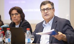 Cité judiciaire, Plateau du Saint-Esprit à Luxembourg. Conférence de presse du Parquet général concernant le traitement des données à caractère personnel en matière pénale au sein de la justice . Martine Solovieff (Procureur Général d’Etat), Jeannot Nies(Procureur Générald’Etat joint)