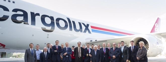 Begrüßungszeremonie für die neue Cargolux-Boeing am Flughafen Findel.