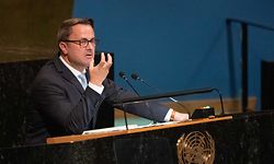 The Prime Minister of Luxembourg, Xavier Bettel, addresses the 77th session of the United Nations General Assembly at UN headquarters in New York City on September 23, 2022. (Photo by Bryan R. Smith / AFP)