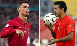 epa09298502 (FILE) - A composite picture of Cristiano Ronaldo of Portugal (L, taken on 23 June 2021 in Budapest, Hungary) and Ali Daei of Iran (R, taken on 16 June 2006 in Frankfurt, Germany) - (issued on 24 June 2021). Portugal's Cristiano Ronaldo equalled the men's international goalscoring record with his two penalties in the UEFA EURO 2020 group F preliminary round soccer match between Portugal and France on 24 June 2021. Ronaldo reached 109 international goals, sharing the joint world record with Iran's Ali Daei.  EPA/Hugo Delgado / Rungroj Yongrit