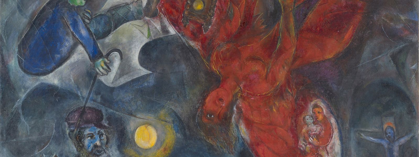 Vorbote der Katastrophe: Marc Chagalls’ Werk „Der Engelssturz“, 1923/1933/1947, Öl auf Leinwand, 147,5 x 188,5 cm, Kunstmuseum Basel, Depositum aus Privatsammlung. 