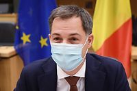 Belgian Prime Minister Alexander De Croo attends a ministerial meeting with  his French counterpart, in Brussels, on November 22, 2021. (Photo by JOHN THYS / AFP)
