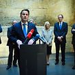 Medienminister Xavier Bettel beim Neujahrsempfang mit den Pressevertretern.
