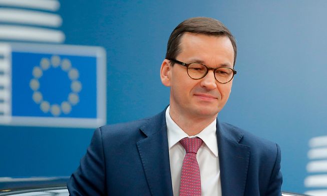 Poland's Prime Minister Mateusz Morawiecki, whose government has been embroiled in a row with the EU over several issues including anti-LGBTQ policies