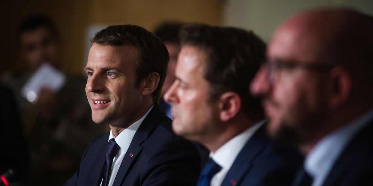 Emmanuel Macron, Xavier Bettel und Charles Michel stellten sich der Presse.