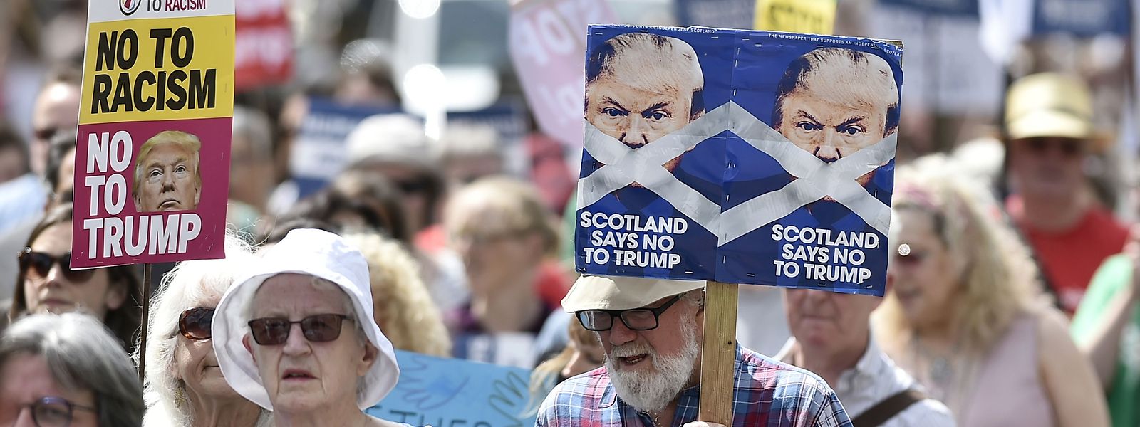 Unter anderem kam es in Edinburgh zu Protesten gegen Trump und seine Politik.