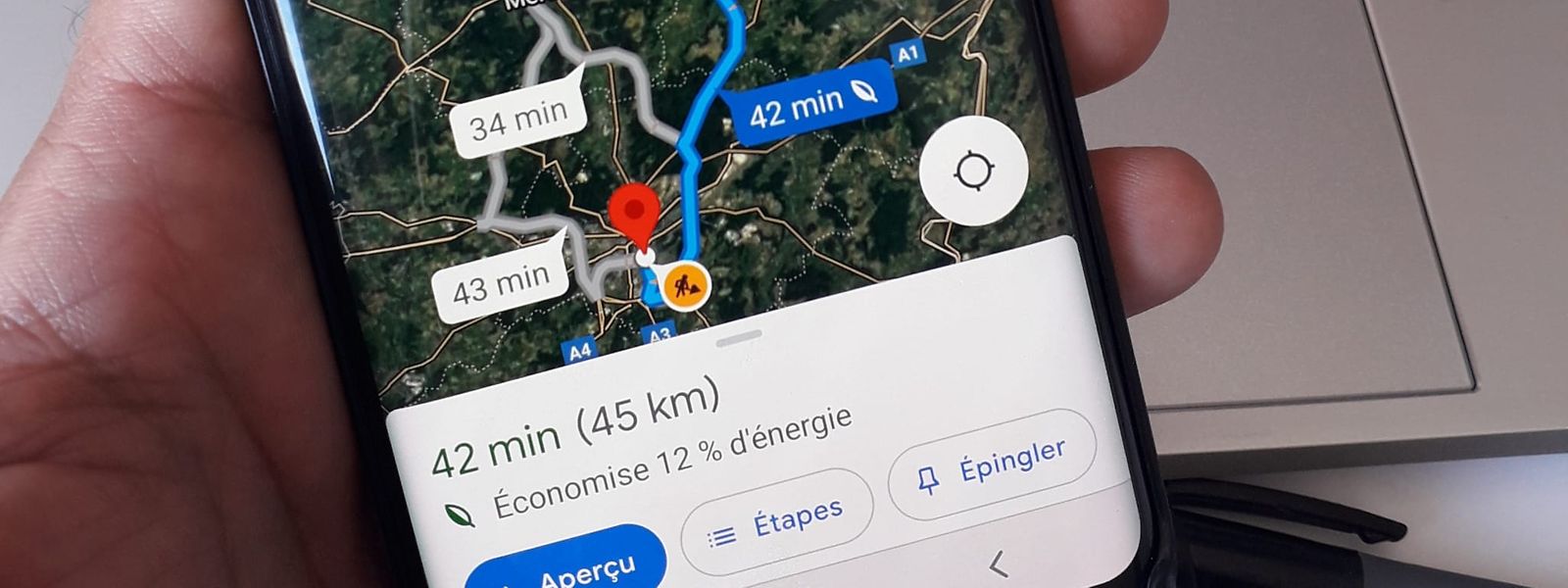 Désormais, Google Maps propose un itinéraire dit "économique", en indiquant le gain énergétique réalisé selon la motorisation du véhicule.