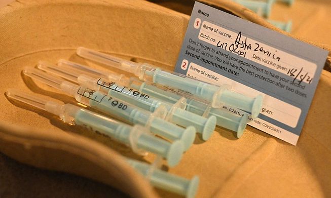 Syringes filled with doses of the AstraZeneca/Oxford Covid-19 vaccine