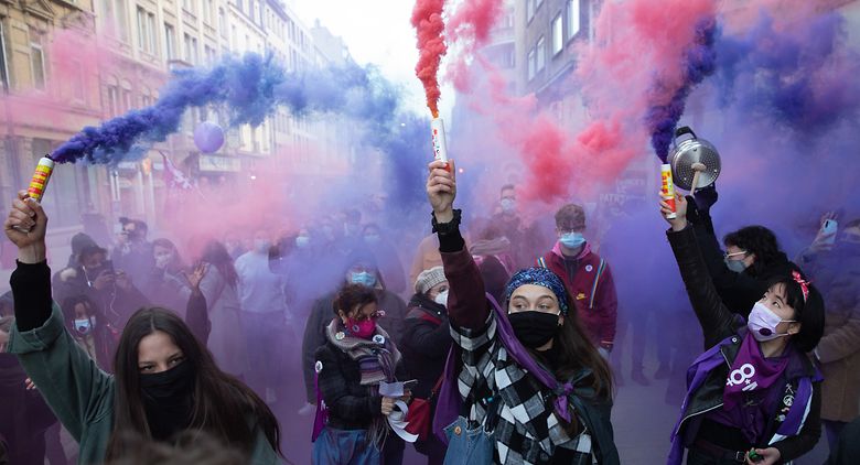 Politik,Weltfraendag Cortège - Marche Féministe, Foto: Chris Karaba/Luxemburger Wort