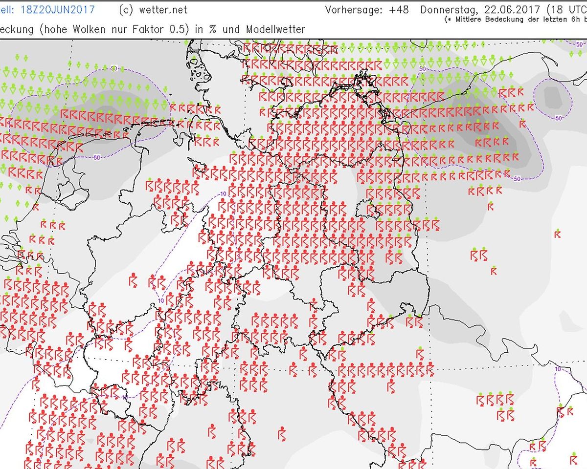 Für den Donnerstagnachmittag ist in ganz West- und Mitteleuropa mit starken Gewittern zu rechnen.