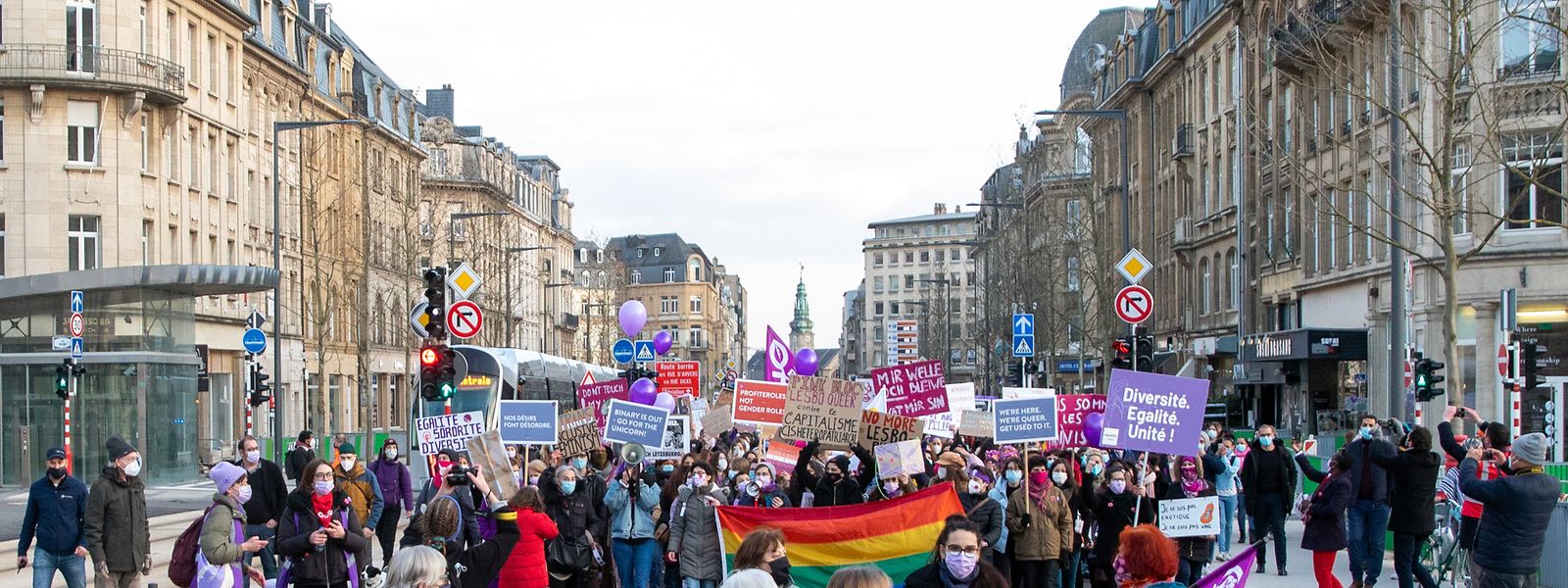 Der Demonstrationsmarsch führte vom Hauptbahnhof bis zur Place d'Armes.