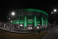TOPSHOT - The Puskas Arena is pictured ahead the UEFA Champions League, last 16, 1st-leg football match Borussia Moenchengladbach v Manchester City in Budapest on February 24, 2021. (Photo by Attila KISBENEDEK / AFP)