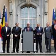 Luxembourg's Foreign Minister Jean Asselborn, Italian Foreign Minister Paolo Gentiloni, German Foreign Minister Frank-Walter Steinmeier, French Foreign Minister Jean-Marc Ayrault, Belgium's Minister of Foreign Affairs Didier Reynders and Dutch Foreign Minister Bert Koenders (L-R) attend a press conference after a foreign minister meeting of the EU founding members in Berlin, Germany, June 25, 2016.    REUTERS/Axel Schmidt     TPX IMAGES OF THE DAY     