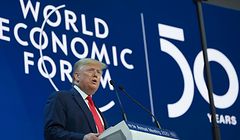 US President Donald Trump addresses the World Economic Forum in Davos, on January 21, 2020. (Photo by JIM WATSON / AFP)