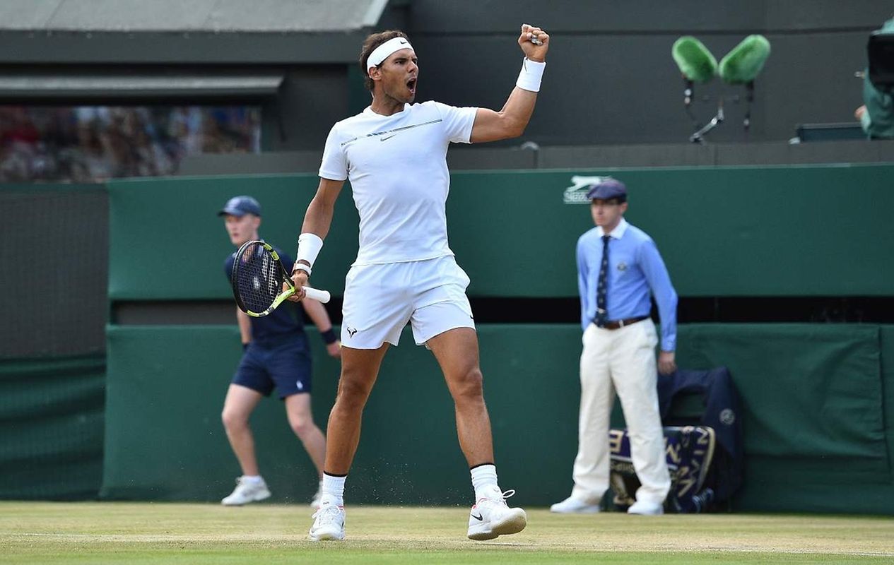 Spain's Rafael Nadal reacts after going 1-1 in the fifth set against Luxembourg's Gilles Muller 