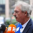 Foreign Minister of Luxembourg Jean Asselborn speaks to the press during a Justice and Home Affairs Council at the EU headquarters in Brussels on September 14, 2015. AFP PHOTO / JOHN THYS