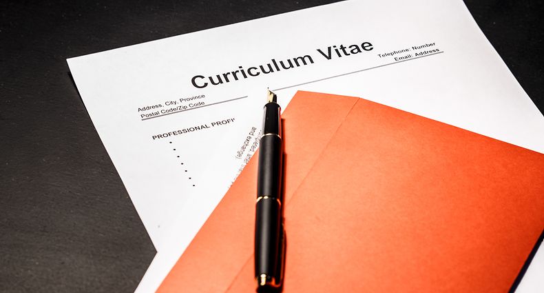 Curriculum vitae cv as concept for job search. A photograph can illustrate an article on how to properly fill out a resume when hiring.