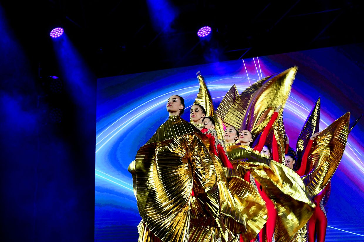 Showeinlagen während der Teamvorstellung.