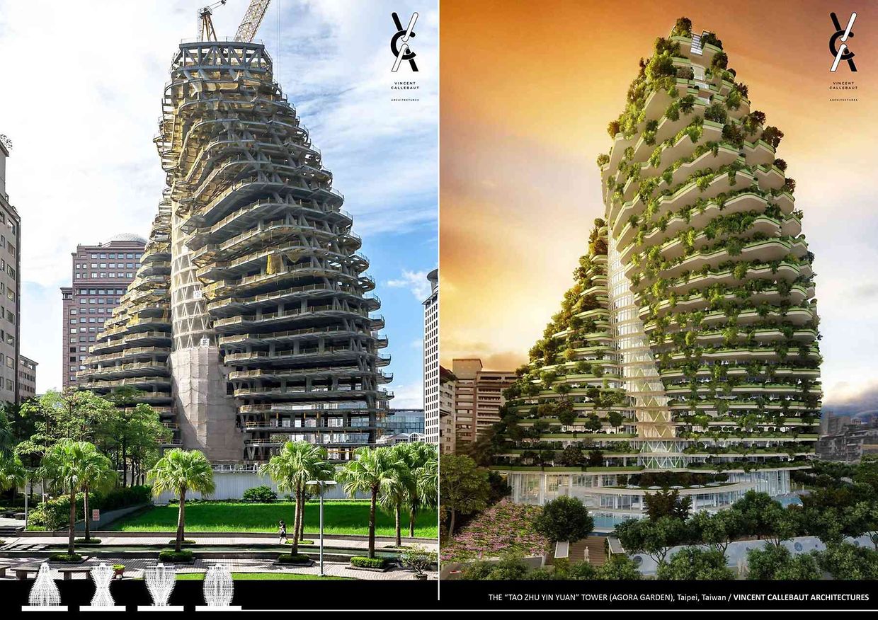 Un immeuble avec une forêt verticale pensée pour absorber le carbone, Taipei 2010-2021, Taïwan
