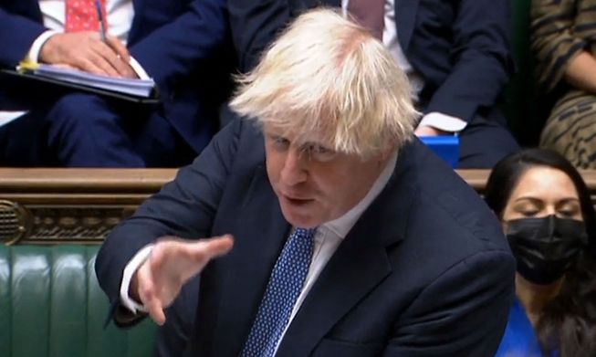 British Prime Minister Boris Johnson speaking in the House of Commons in London on Wednesday
