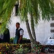 Security officers guard the entrance to the Paul G. Rogers Federal Building & Courthouse as the court holds a hearing to determine if the affidavit used by the FBI as justification for last week's search of Trump's Mar-a-Lago estate should be unsealed, at the US District Courthouse for the Southern District of Florida in West Palm Beach, Florida on August 18, 2022. - FBI agents recovered multiple highly classified records during the search of former US President's estate, according to documents made public during a probe that includes possible violations of the US Espionage Act. (Photo by CHANDAN KHANNA / AFP)