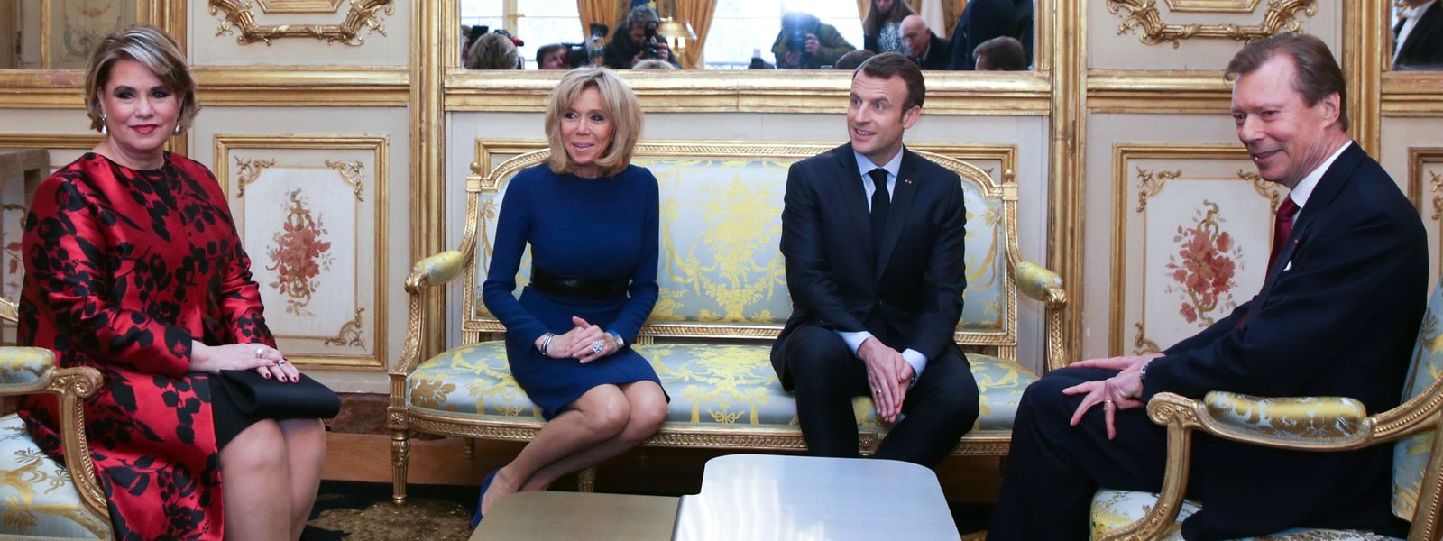 O Grão-Duque Henri e a Grã-Duquesa Maria Teresa foram recebidos hoje pelo Presidente da França Emmanuel Macron e pela sua esposa Brigitte Macron, no Eliseu, em Paris.