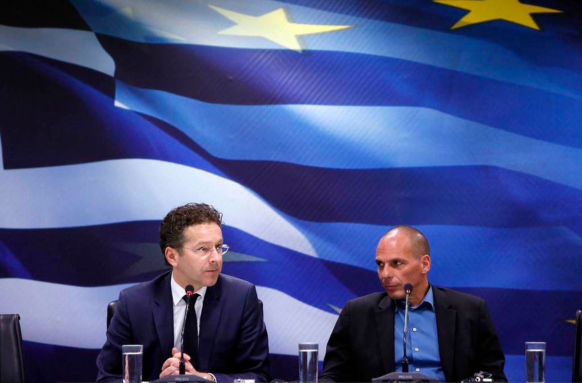 Frostige Atmosphäre herrschte bei der Pressekonferenz von Eurogruppenchef Jeroen Dijsselbloem dem neuen griechischen Finanzminister Yanis Varoufakis.