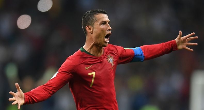 15.06.2018, Russland, Sotschi: Fußball: WM, Vorrunde, Gruppe B, 1. Spieltag: Portugal - Spanien im Sotschi-Stadion. Cristiano Ronaldo aus Portugal jubelt über sein Tor per Elfmeter zum 1:0. Foto: Grigoriy Sisoev/NOTIMEX/dpa +++ dpa-Bildfunk +++