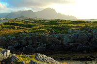 Felsenküste in Andenes - mittig im Licht erhebt sich der Berg Røyken.