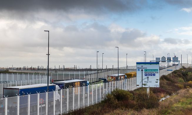 Lorries, seen here at Calais in December, as they are about to enter the UK