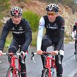 Fränk Schleck und Laurent Didier im Trainingslager von Trek Factory Racing in Spanien.