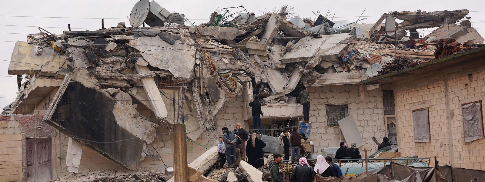 Une maison effondrée dans la ville de Jandaris, en Syrie.