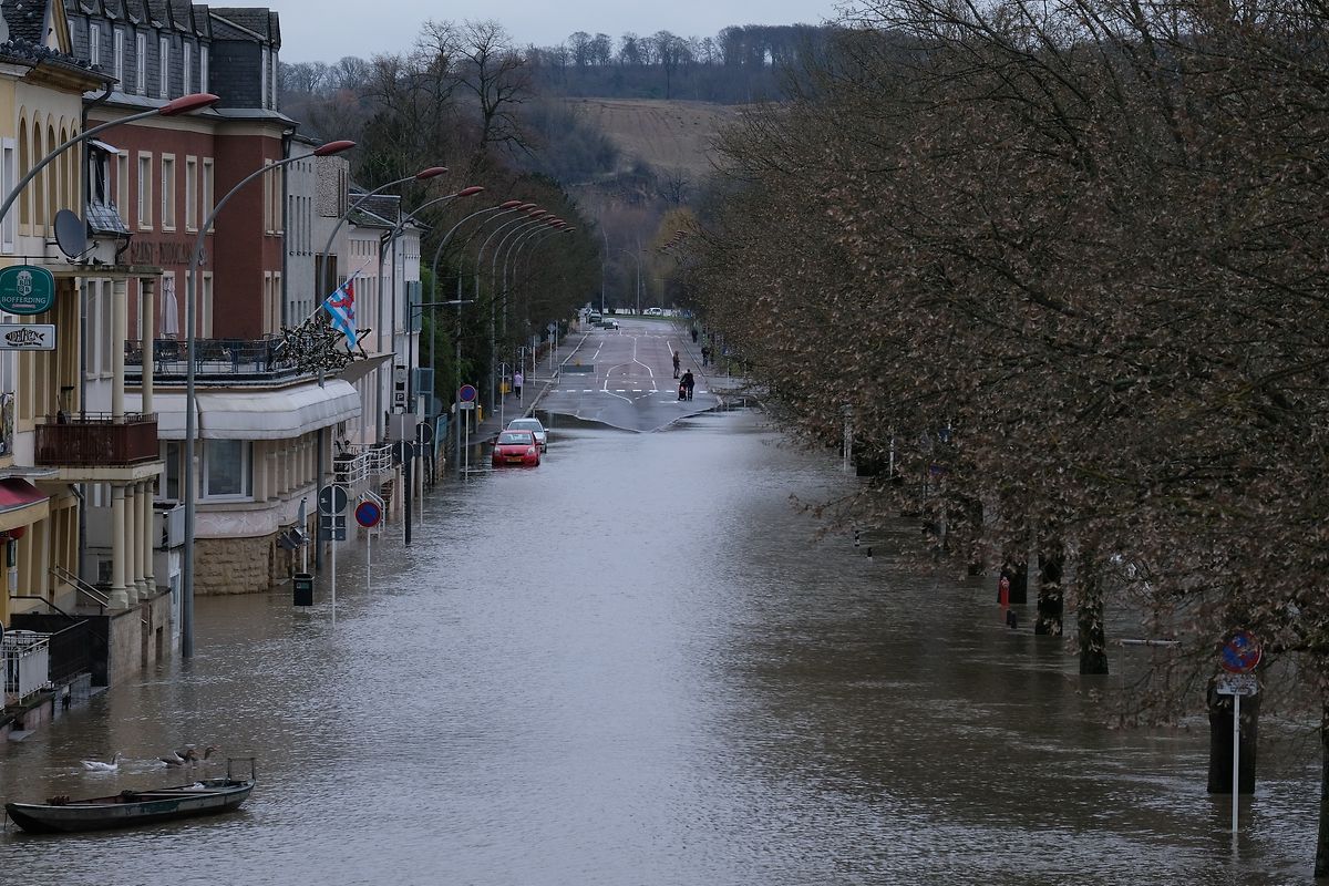 Das Hochwasser in Remich am Sonntagmorgen.