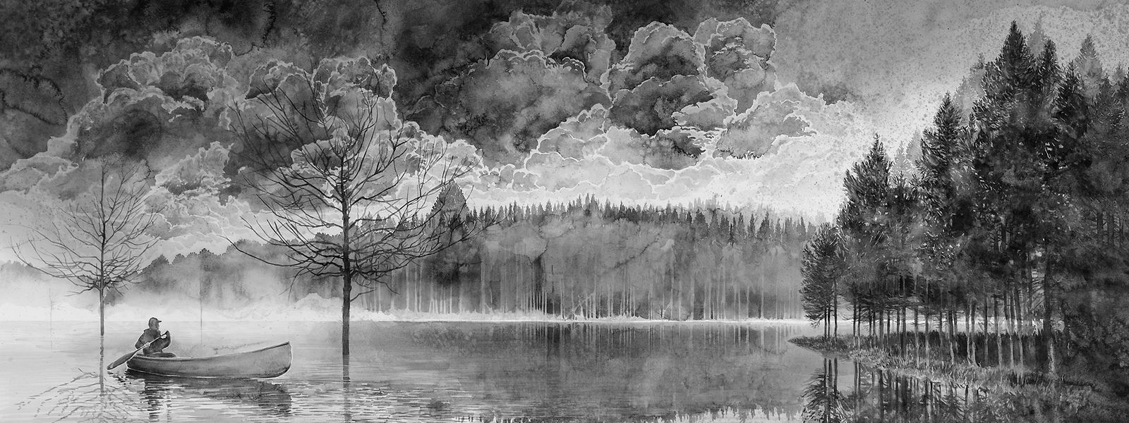 Hans Op de Beeck, Lake, Cloudy day, Canoe, 2014, Privatkollection, Courtesy Galerie Krinzinger.
