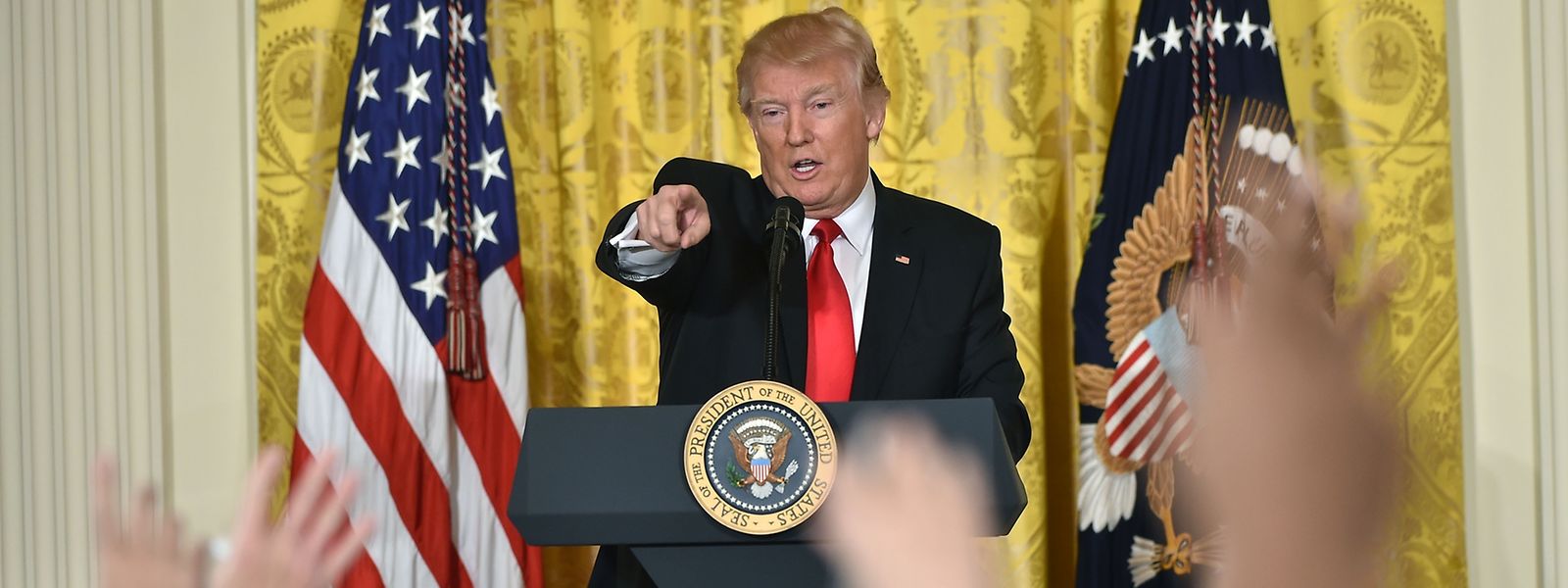 Donald Trump bei der Pressekonferenz in Washington.