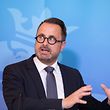 Prime Minister Xavier Bettel speaks at a press conference on Wednesday describing government plans to further ease disease-fighting restrictions.